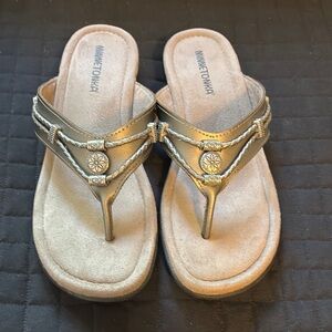 Minnetonka Gold Braided Sandals